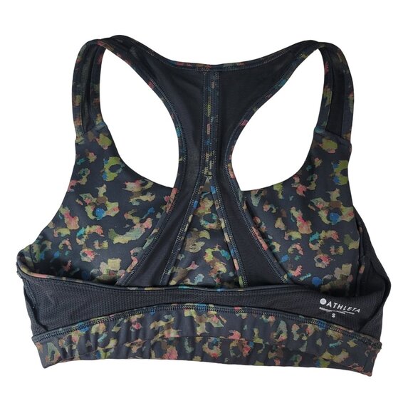 Athleta Contender Leopard Sports Bra Small Mesh Pullover Ancient Forest #446803 - Picture 6 of 8